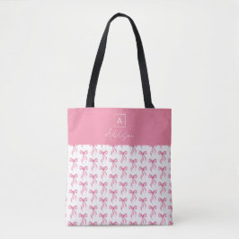 Mooie meisjesachtige gepersonaliseerde monogram ro tote bag