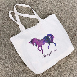 Mooie, meisjesachtige, gepersonaliseerde paarse wa grote tote bag