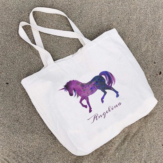 Mooie, meisjesachtige, gepersonaliseerde paarse wa grote tote bag