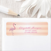 Mooie meisjesachtige gestreepte, roze flamingo adr etiket (Insitu)