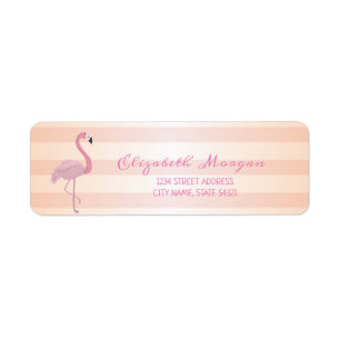 Mooie meisjesachtige gestreepte, roze flamingo adr etiket