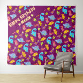 Mooie Meisjesachtige Kleurrijke Paarse Dinosaurus  Wandkleed (In Situ (horizontaal))