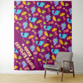 Mooie Meisjesachtige Kleurrijke Paarse Dinosaurus  Wandkleed (In situ)