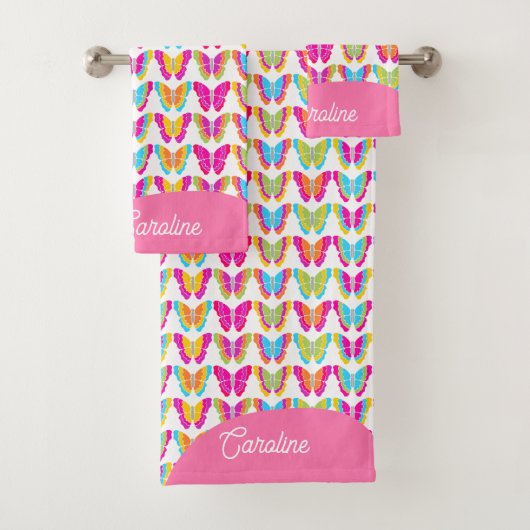 Mooie Meisjesachtige Kleurrijke Regenboog Vlinders Bad Handdoek (Insitu)