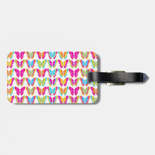 Mooie Meisjesachtige Meerkleurige Regenboog Vlinde Bagagelabel (Achterkant horizontaal)