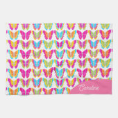 Mooie Meisjesachtige Meerkleurige Regenboog Vlinde Theedoek (Horizontaal)