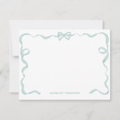 Mooie meisjesachtige mintgroene strik lint frame notitiekaartje (Voorkant)