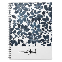 Mooie Meisjesachtige Navy Bloem Cover Notebook