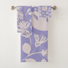 Mooie meisjesachtige paarse achtergrond bloempatro bad handdoek