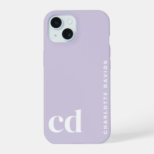 Mooie Meisjesachtige Paarse Monogram iPhone 15 Case