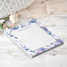 Mooie Meisjesachtige Paarse Waterverf Bloemen Blad Notitieblok