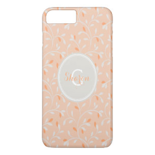 Mooie meisjesachtige pastel oranje bloempatroon mo iPhone 8/7 plus hoesje