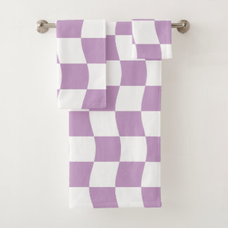 Mooie meisjesachtige pastel paarse witte schaakbor bad handdoek