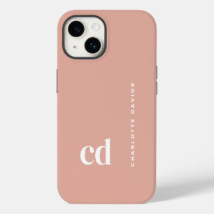 Mooie Meisjesachtige Perzik Monogram iPhone 14 Hoesje