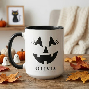 Mooie Meisjesachtige Pompoen Gezicht Custom Hallow Mok