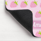 Mooie meisjesachtige roze aardbei patroon geperson muismat (Hoek)