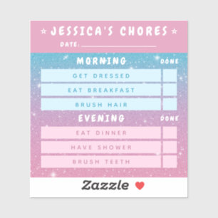 Mooie Meisjesachtige Roze Blauwe Glitter Dagelijks Sticker