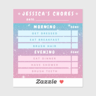 Mooie Meisjesachtige Roze Blauwe Glitter Dagelijks Sticker