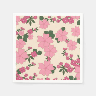 Mooie meisjesachtige roze bloempatroon servet