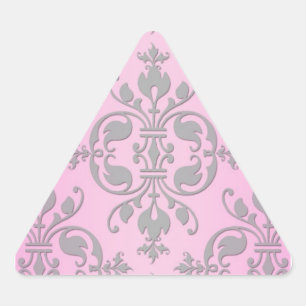 Mooie Meisjesachtige Roze en Grijs Damast Sticker