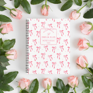 Mooie Meisjesachtige Roze en Witte Coquette Strikk Notitieboek