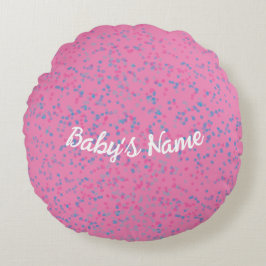 Mooie Meisjesachtige Roze Pastelblauwe Stip Witte  Rond Kussen