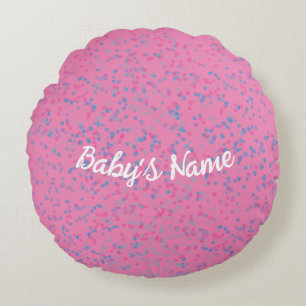 Mooie Meisjesachtige Roze Pastelblauwe Stip Witte Rond Kussen