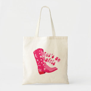 Mooie Meisjesachtige Roze Rode Disco Cowgirl Laars Tote Bag