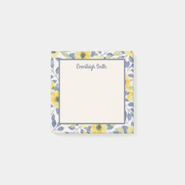 Mooie Meisjesachtige Stofblauwe Gele Bloemen Crème Post-it® Notes