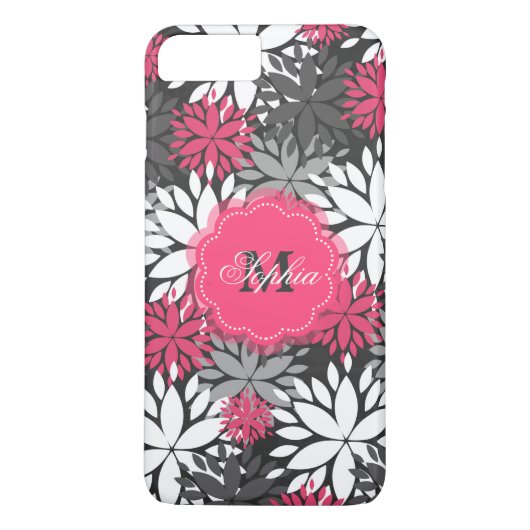 Mooie meisjesachtige trendy monogram bloempatroon Case-Mate iPhone case (Achterkant)