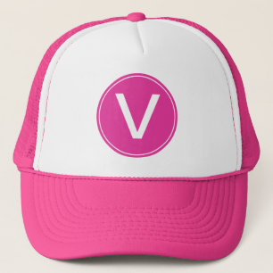 mooie, meisjesachtige witte en felroze monogram be trucker pet