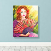 mooie meisjesfantasie met fan canvas afdruk (Insitu (Houten vloer))