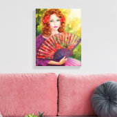 mooie meisjesfantasie met fan canvas afdruk (Insitu (Woonkamer))