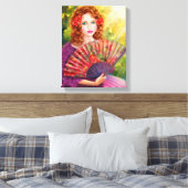 mooie meisjesfantasie met fan canvas afdruk (Insitu (Slaapkamer))
