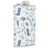 Mooie meisjesnaam in blauwe kust-cowgirl-monogram heupfles (Rechts)