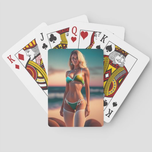 Mooie meisjespoot in bikini-speelkaarten pokerkaarten (Achterkant)