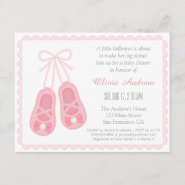 Mooie meisjesschoenen ballerina babyshower uitnodi kaart
