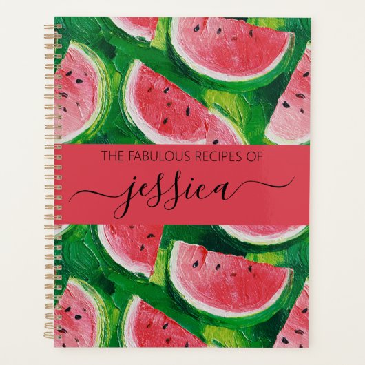 Mooie meloenen patroon script naam Recept Planner (Voorkant)