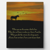 Mooie Memorial Poem met paard in Sunset Fotoplaat (Voorkant)