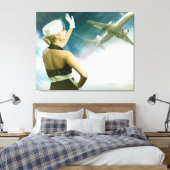 Mooie mensen trekken de vliegende atendant Canvas  (Insitu (Slaapkamer))