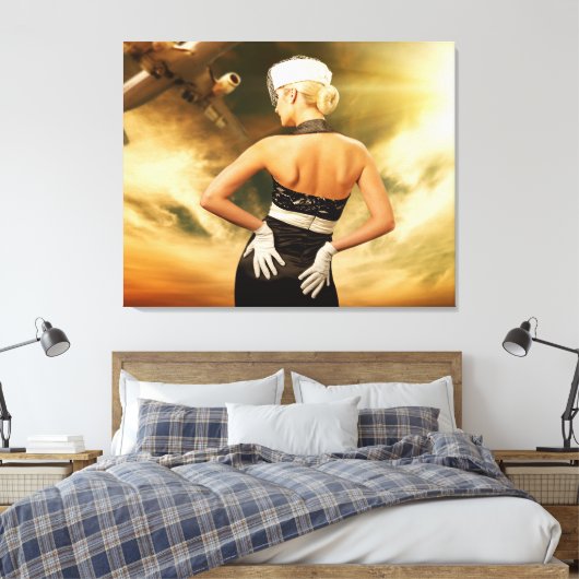 Mooie mensen trekken de vliegende atendant Canvas (Insitu (Slaapkamer))