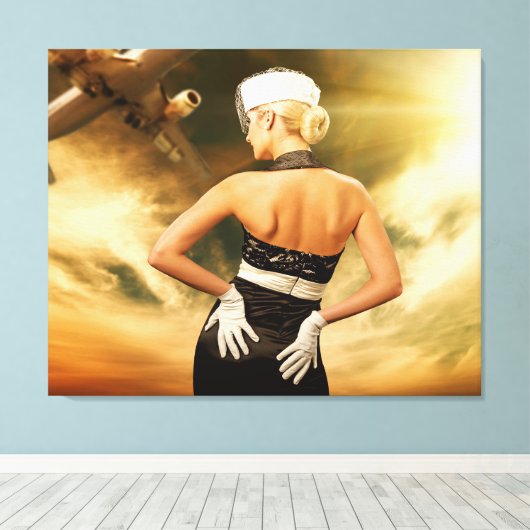 Mooie mensen trekken de vliegende atendant Canvas  (Insitu (Houten vloer))