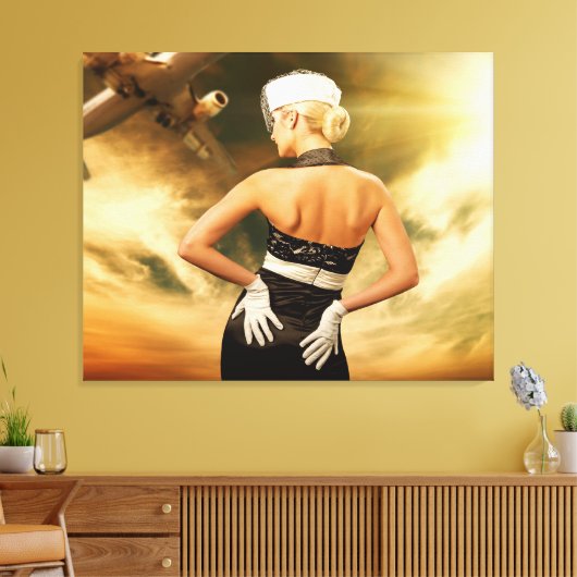 Mooie mensen trekken de vliegende atendant Canvas  (Insitu (Woonkamer))