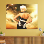 Mooie mensen trekken de vliegende atendant Canvas  Afdruk (Insitu (Woonkamer))