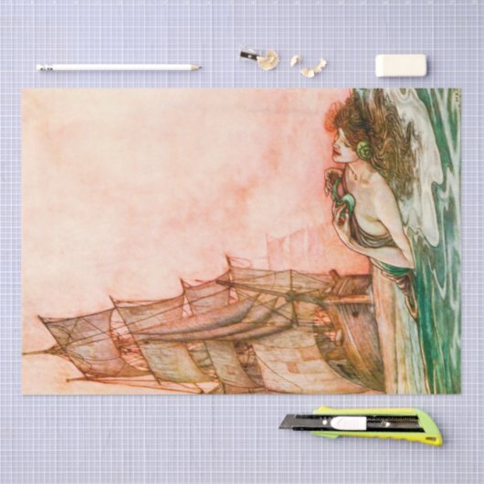 Mooie Mermaid  illustratie Tissuepapier (Craft)