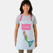 Mooie Mermaid Light Blue White Polka Dots Schort (Insitu)