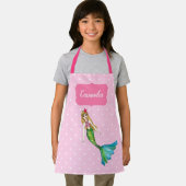 Mooie Mermaid Pink White Polka Dots Pattern Schort (Insitu)