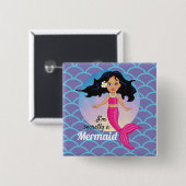 Mooie Mermaid Princess onder het Zee Girls Vierkante Button 5,1 Cm (Voorkant /achterkant)