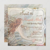 Mooie Mermaid Sweet 16 Birthday Invite Kaart (Voorkant / Achterkant)