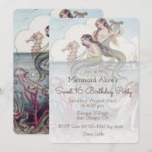 Mooie Mermaid  Sweet 16 Birthday Invite Kaart (Voorkant / Achterkant)